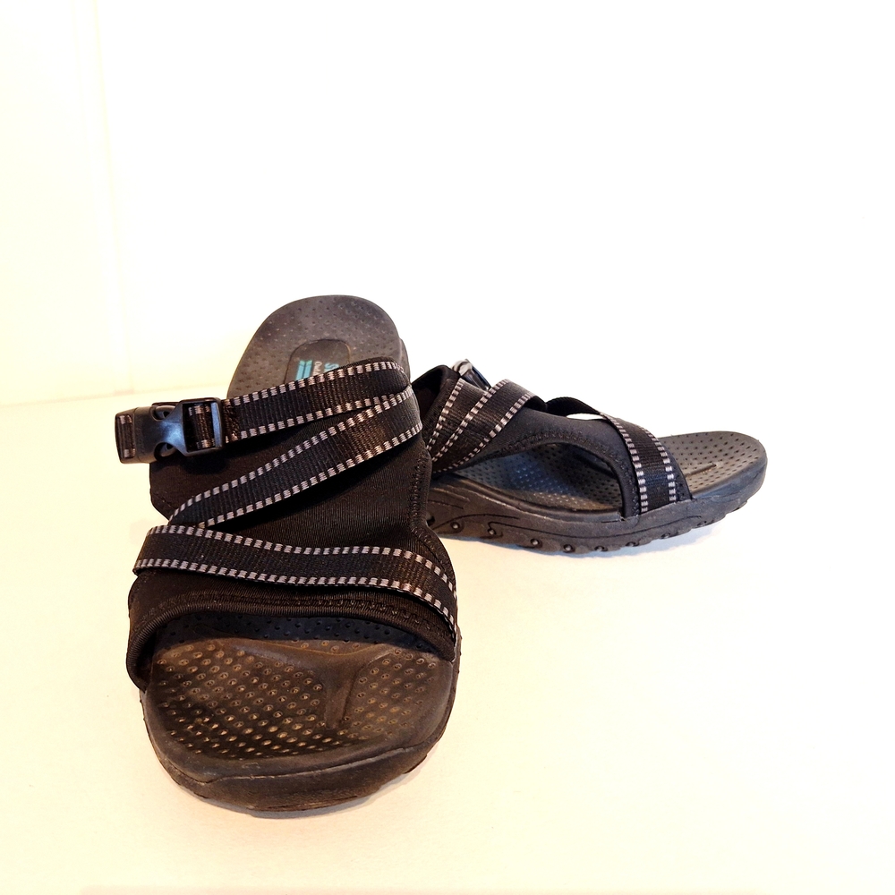 Skechers Reggae Navy Blue Slide On Sandal Arch Suppprt Very Good Conditon Sz 10 - Picture 3 of 8